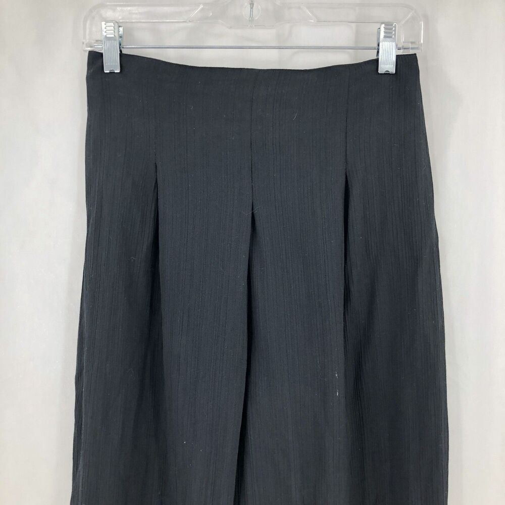 Sostanza Pleated Black Lightweight Elastic High Waist Pants Medium USA